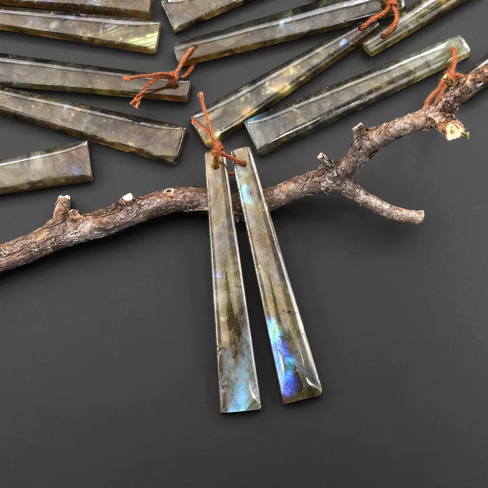 Intrinsic Trading Natural Labradorite Earring Pair Thin Long Trapezoid Drilled Matched Gemstone Beads A2 Earrings Intrinsic Trading Natural Labradorite Earring Pair Thin Long Trapezoid Drilled Matched Gemstone Beads A2 Earrings