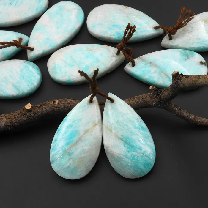 Intrinsic Trading Natural Madagascar Amazonite Teardrop Earring Pair Drilled Matched Gemstone Beads A3 Earrings Intrinsic Trading Natural Madagascar Amazonite Teardrop Earring Pair Drilled Matched Gemstone Beads A3 Earrings