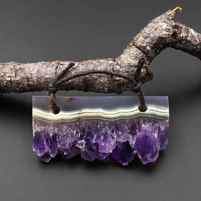 Intrinsic Trading Necklaces 2 Hole Pendant Natural Purple Mint Green Amethyst Stalactite Druzy Pendant Drilled Flat Slice Long Rectangle Intrinsic Trading Necklaces 2 Hole Pendant Natural Purple Mint Green Amethyst Stalactite Druzy Pendant Drilled Flat Slice Long Rectangle