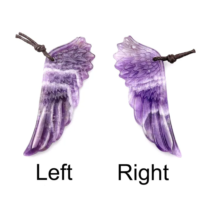 Intrinsic Trading Necklaces AAA Hand Carved Natural Amethyst Angel Wing Pendant Focal Bead Drilled Gemstone