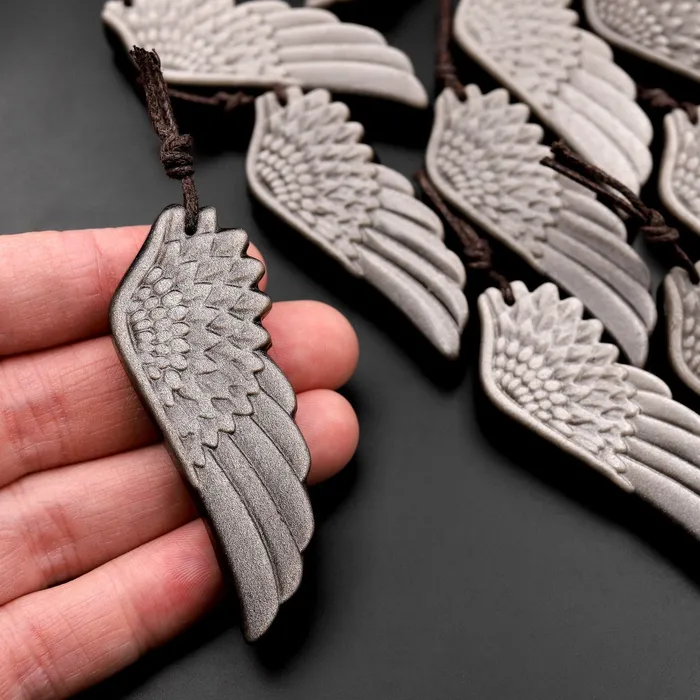 Intrinsic Trading Necklaces AAA Hand Carved Natural Silver Obsidian Angel Wing Pendant Gemstone Focal Bead Intrinsic Trading Necklaces AAA Hand Carved Natural Silver Obsidian Angel Wing Pendant Gemstone Focal Bead
