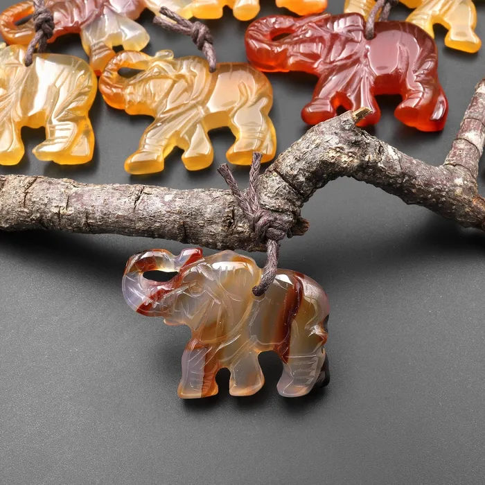 Intrinsic Trading Necklaces HandCarved Natural Red Brown Carnelian Agate Elephant Pendant A6 Intrinsic Trading Necklaces HandCarved Natural Red Brown Carnelian Agate Elephant Pendant A6