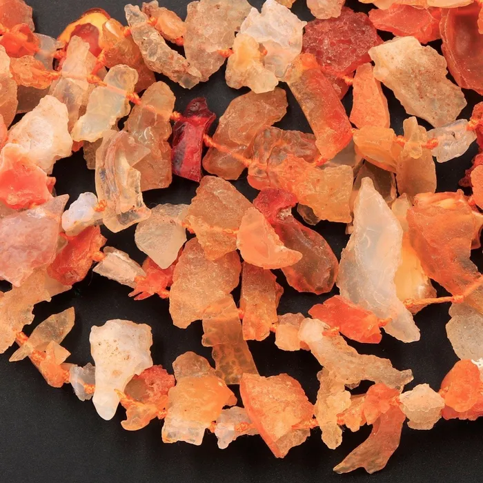 Intrinsic Trading Necklaces Mexican Fire Opal Beads Drusy Druzy Freeform Teardrop Petal Nugget Raw Rough Organic Cut Top Side Drilled Pendant Focal Bead 16 Strand
