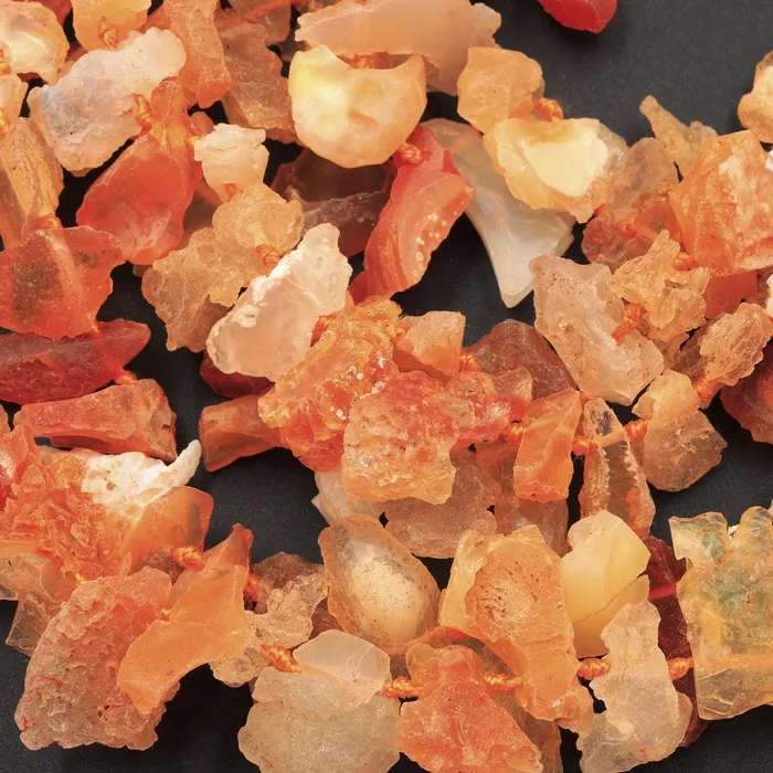Intrinsic Trading Necklaces Mexican Fire Opal Beads Drusy Druzy Freeform Teardrop Petal Nugget Raw Rough Organic Cut Top Side Drilled Pendant Focal Bead 16 Strand