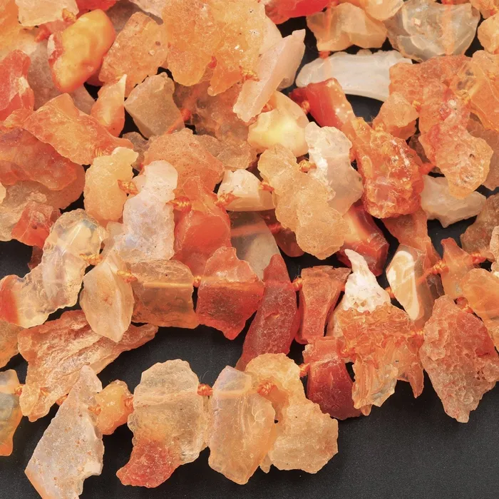 Intrinsic Trading Necklaces Mexican Fire Opal Beads Drusy Druzy Freeform Teardrop Petal Nugget Raw Rough Organic Cut Top Side Drilled Pendant Focal Bead 16 Strand