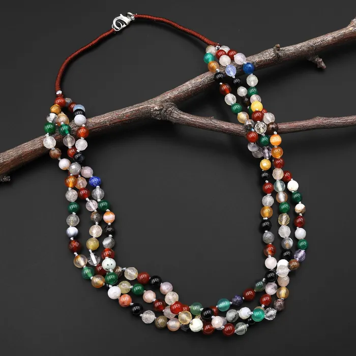 Intrinsic Trading Necklaces Multicolor Gemstone Agate 6mm Round Beads Multi Strand 20 Necklace Intrinsic Trading Necklaces Multicolor Gemstone Agate 6mm Round Beads Multi Strand 20 Necklace