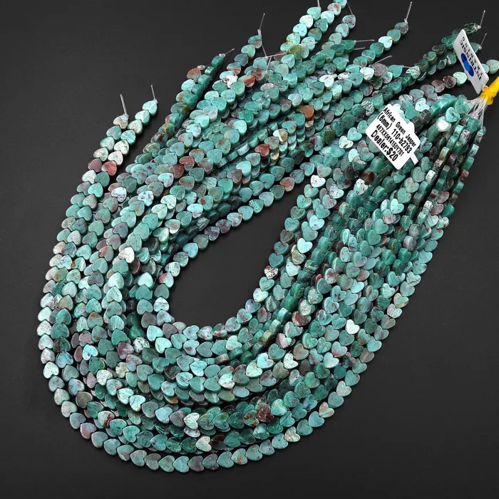 Intrinsic Trading Necklaces Natural African Green Dragon Blood Jasper Carved 6mm Heart Beads Gemstone 155 Strand