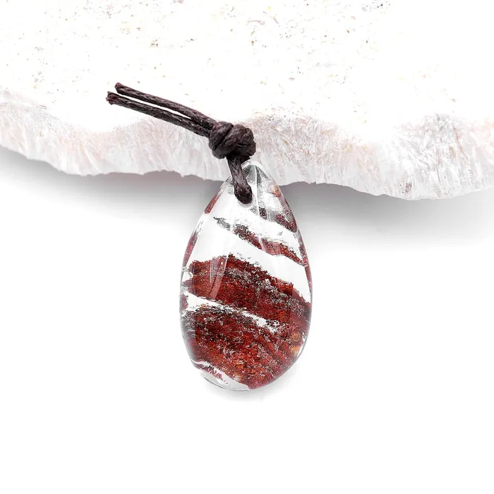 Intrinsic Trading Necklaces Natural Lodalite Phantom Quartz Puffy Teardrop Pendant Gemstone Focal Bead