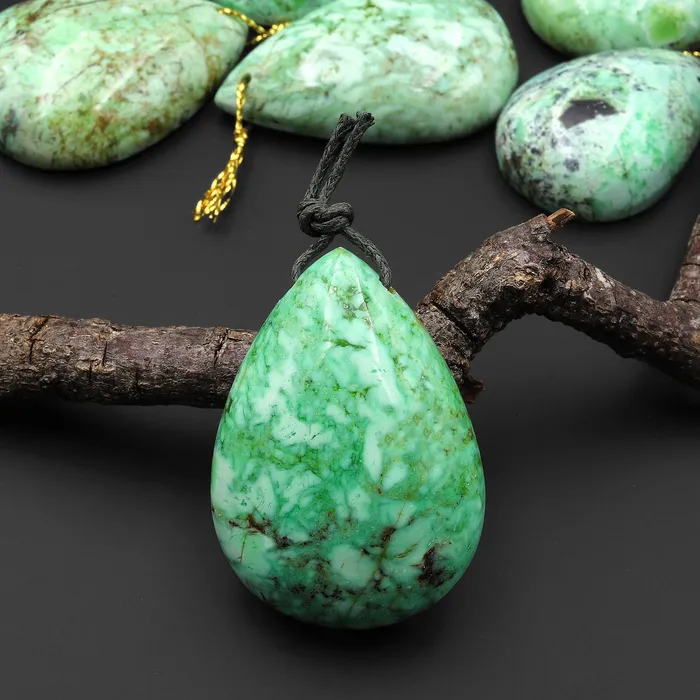 Intrinsic Trading Necklaces Natural Nevada Apple Green Variscite Teardrop Side Drilled Pendant Gemstone A3 Intrinsic Trading Necklaces Natural Nevada Apple Green Variscite Teardrop Side Drilled Pendant Gemstone A3