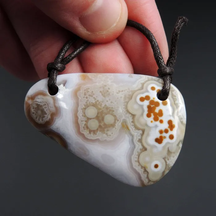 Intrinsic Trading Necklaces Natural Ocean Jasper Pendant Orange Pink Green White Two Hole Drilled Freeform Pendant P1185 Intrinsic Trading Necklaces Natural Ocean Jasper Pendant Orange Pink Green White Two Hole Drilled Freeform Pendant P1185
