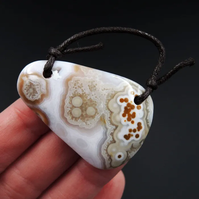 Intrinsic Trading Necklaces Natural Ocean Jasper Pendant Orange Pink Green White Two Hole Drilled Freeform Pendant P1185