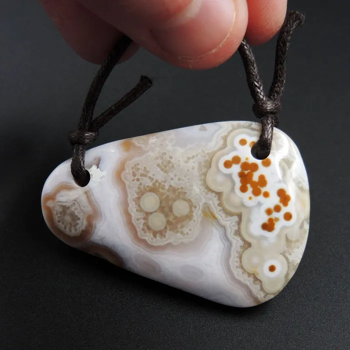 Intrinsic Trading Necklaces Natural Ocean Jasper Pendant Orange Pink Green White Two Hole Drilled Freeform Pendant P1185