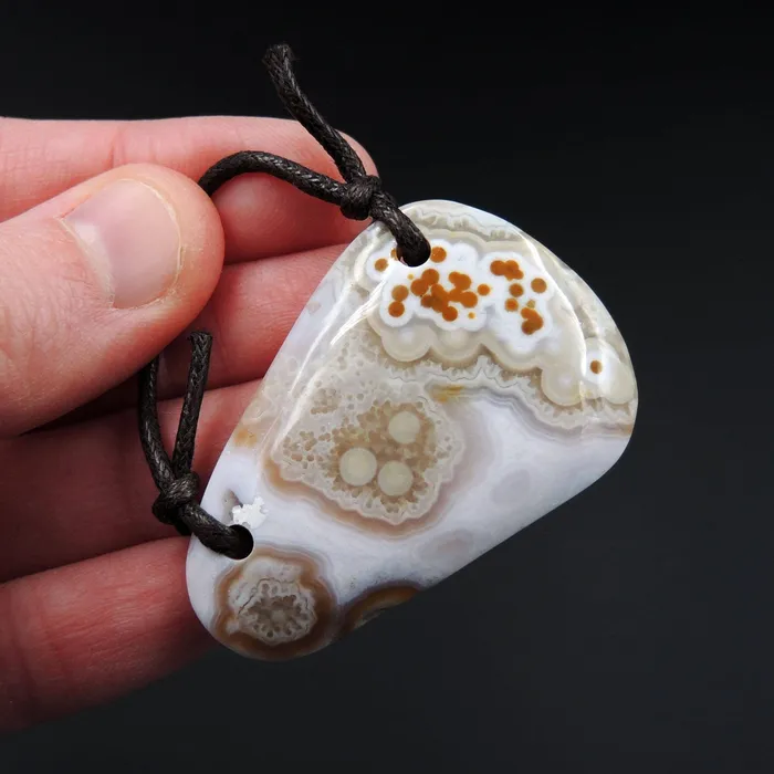Intrinsic Trading Necklaces Natural Ocean Jasper Pendant Orange Pink Green White Two Hole Drilled Freeform Pendant P1185