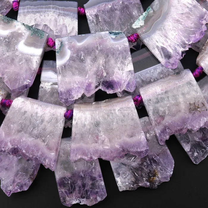 Intrinsic Trading Necklaces Natural Purple Amethyst Stalactite Slice Pendant Beads Side Drilled Rectangle Gemstone 155 Strand Intrinsic Trading Necklaces Natural Purple Amethyst Stalactite Slice Pendant Beads Side Drilled Rectangle Gemstone 155 Strand