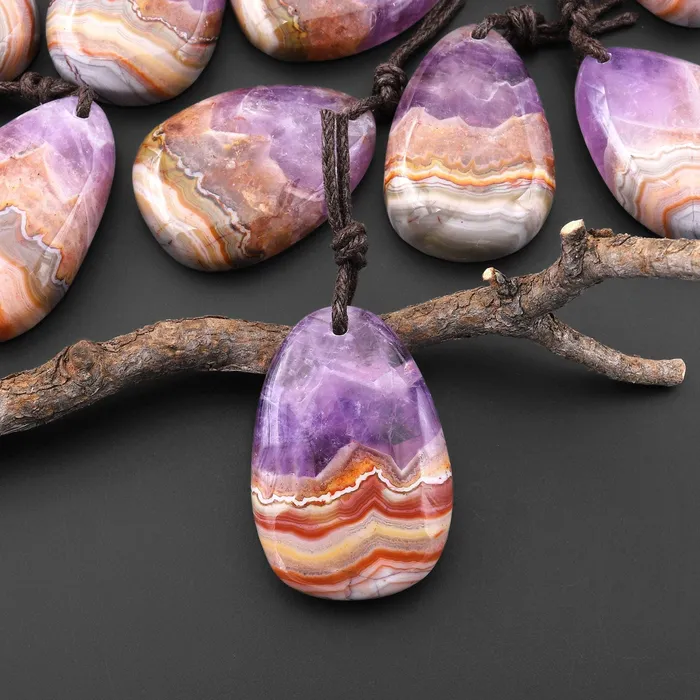 Intrinsic Trading Necklaces Natural Rainbow Amethyst Freeform Teardrop Pendant
