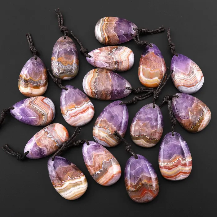 Intrinsic Trading Necklaces Natural Rainbow Amethyst Freeform Teardrop Pendant