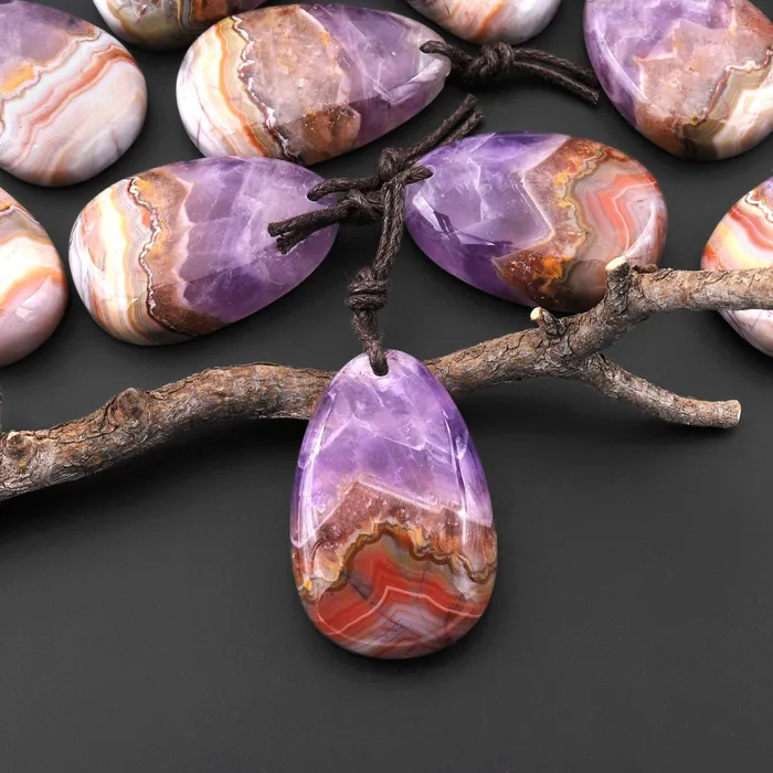 Intrinsic Trading Necklaces Natural Rainbow Amethyst Freeform Teardrop Pendant