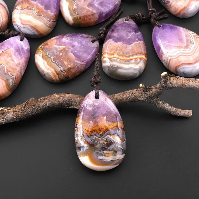 Intrinsic Trading Necklaces Natural Rainbow Amethyst Freeform Teardrop Pendant