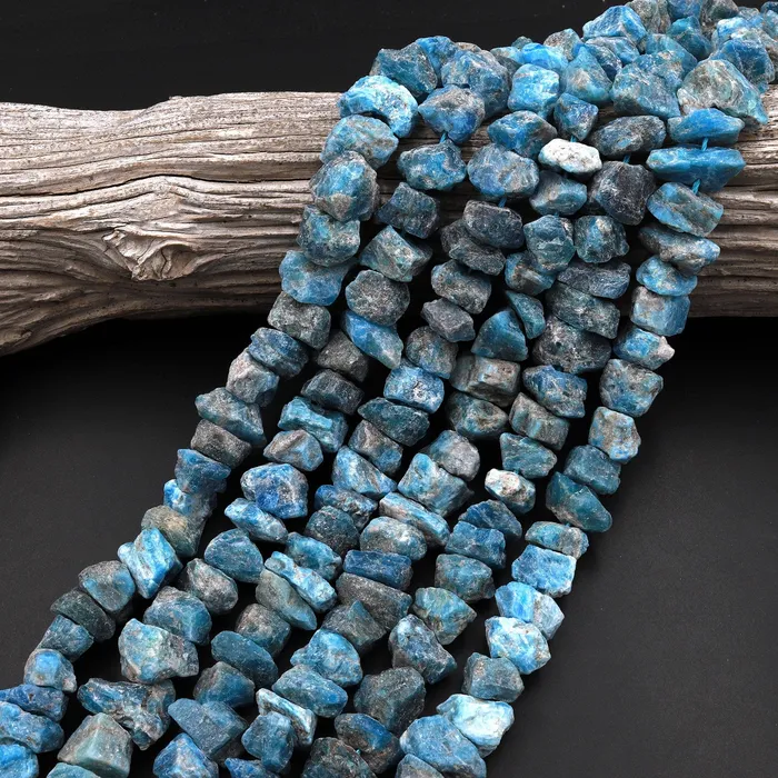 Intrinsic Trading Rings Raw Rough Apatite Freeform Beads Nuggets Hand Hammered Cut 155 Strand