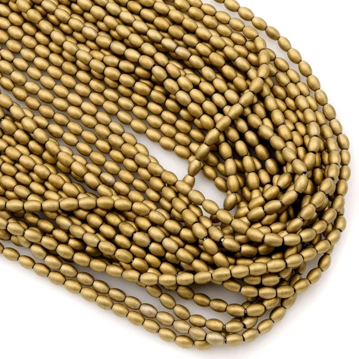 Intrinsic Trading Small Titanium Hematite Rice Beads Drum Barrel Matte Gold Matte Copper Bronze Matte Silver Matte Champagne 4 Colors to Choose 155 Strand Earrings