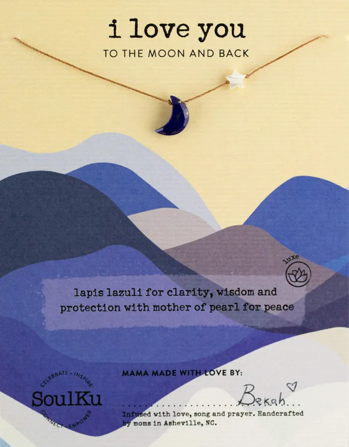Lapis Lazuli I Love You To The Moon Back Necklace SoulKu Necklaces