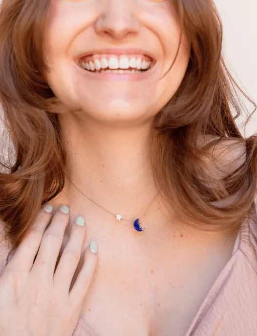 Lapis Lazuli I Love You To The Moon Back Necklace SoulKu Necklaces