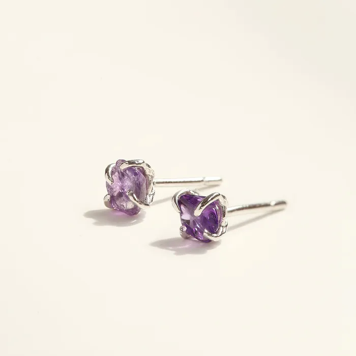 LOULOUROSE Earrings Raw Amethyst Stud Earrings