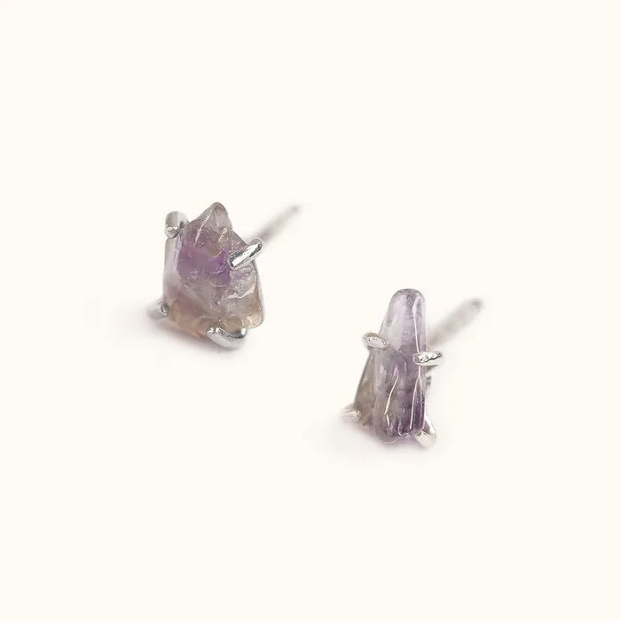 LOULOUROSE Earrings Raw Amethyst Stud Earrings