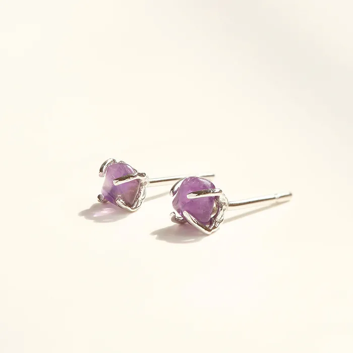 LOULOUROSE Earrings Raw Amethyst Stud Earrings