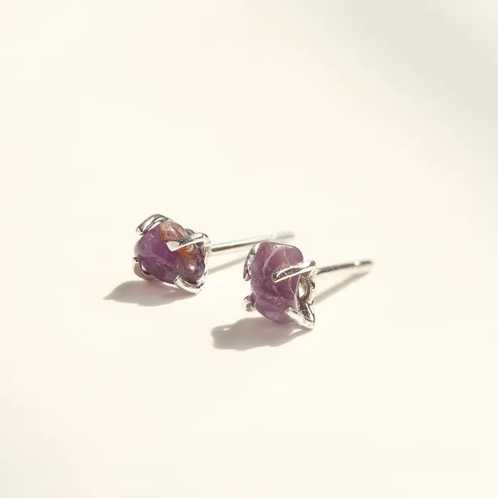 LOULOUROSE Earrings Raw Amethyst Stud Earrings