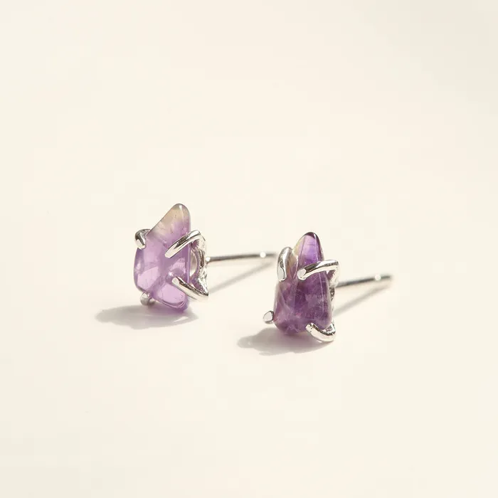 LOULOUROSE Earrings Raw Amethyst Stud Earrings