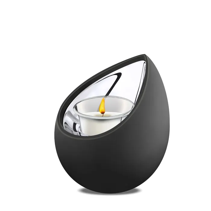 LoveUrns Earrings Drop Tealight Urn Black Polished Silver
