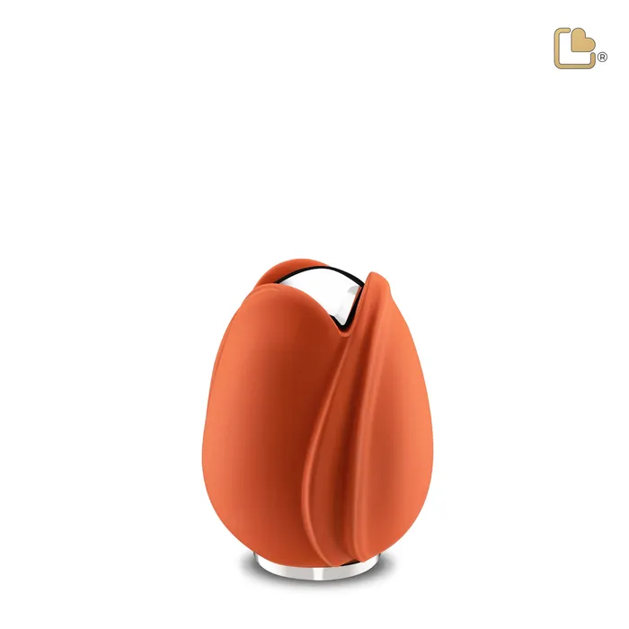 LoveUrns Rings Tulip Keepsake Urn Orange Polished Silver