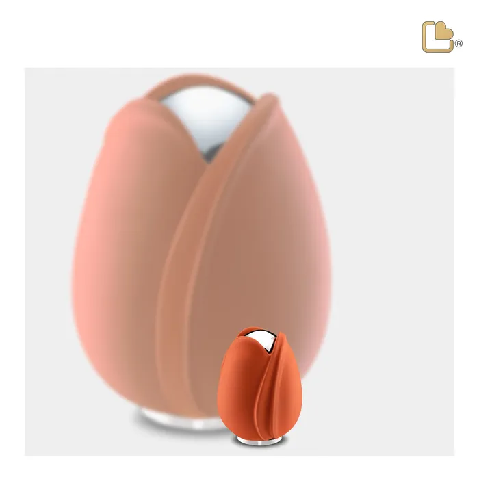 LoveUrns Rings Tulip Keepsake Urn Orange Polished Silver
