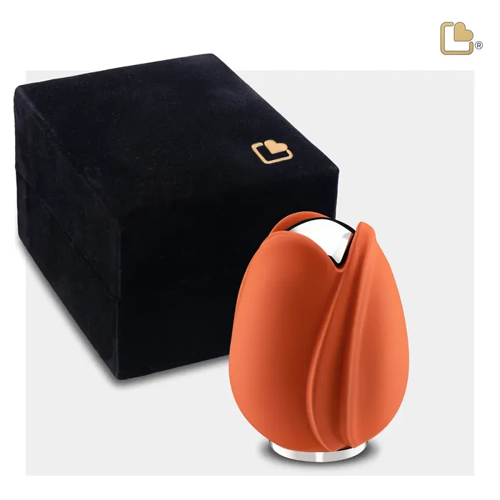 LoveUrns Rings Tulip Keepsake Urn Orange Polished Silver