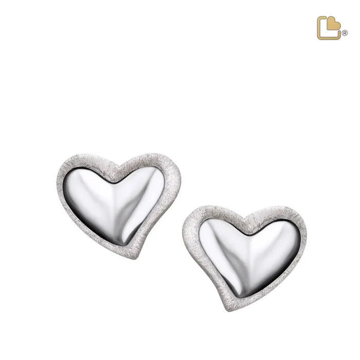 LoveUrns Treasure Earrings Leaning Heart Rhodium Plated Two Tone Sterling Silver Stud Earrings LoveUrns Treasure Earrings Leaning Heart Rhodium Plated Two Tone Sterling Silver Stud Earrings
