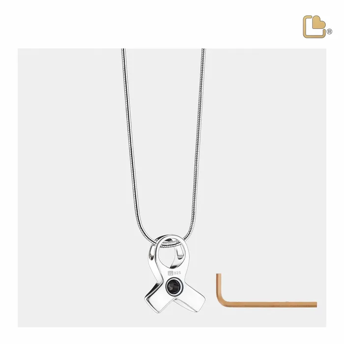 LoveUrns Treasure Necklaces Awareness with Pink Crystal Sterling Silver Cremation Pendant LoveUrns Treasure Necklaces Awareness with Pink Crystal Sterling Silver Cremation Pendant
