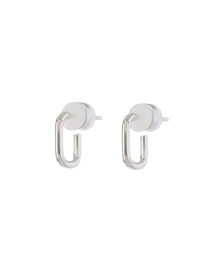 Luv Aj Necklaces Petite Chain Link Huggies Silver