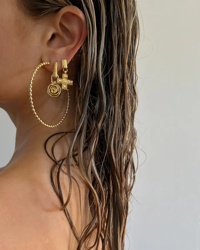 Molten Cross Pendant Earrings Gold Luv Aj Earrings Molten Cross Pendant Earrings Gold Luv Aj Earrings