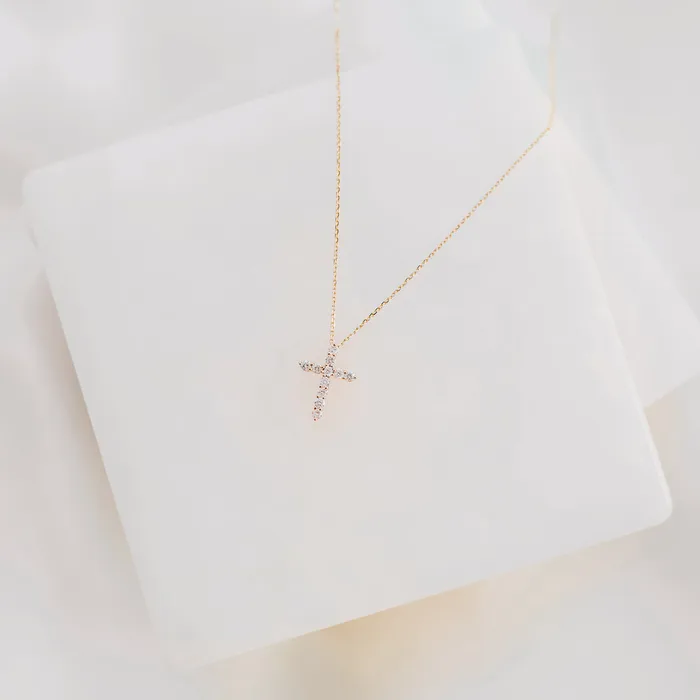 My Saint My Hero Heart of Jesus Diamond Cross Necklace Necklaces