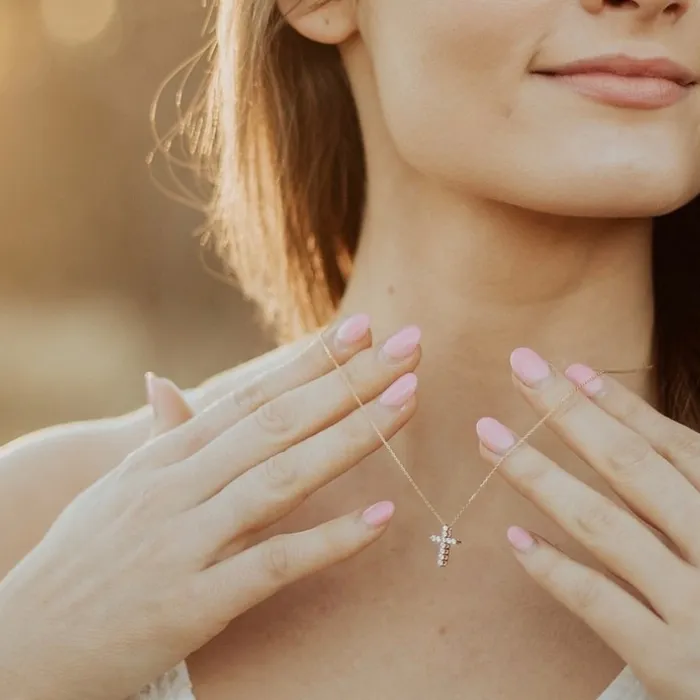 My Saint My Hero Heart of Jesus Diamond Cross Necklace Necklaces