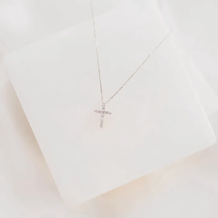 My Saint My Hero Heart of Jesus Diamond Cross Necklace Necklaces