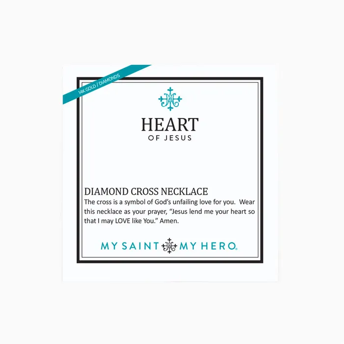 My Saint My Hero Heart of Jesus Diamond Cross Necklace Necklaces