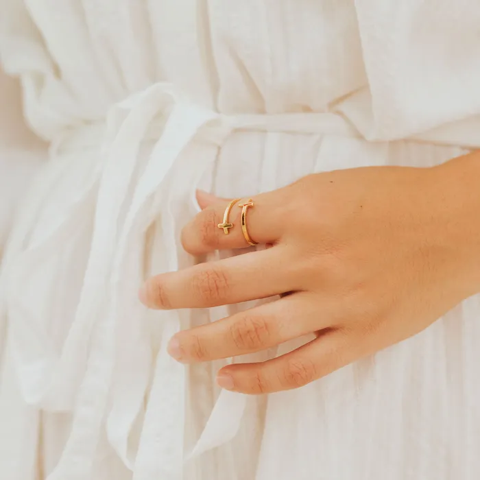 My Saint My Hero Rings Pillar of Faith Petite Cross Ring