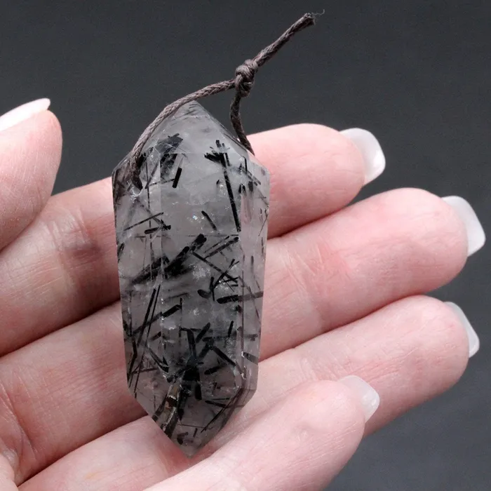 Natural Black Tourmaline Rutilated Quartz Pendant Hand Cut Double Terminated Pendant Side Drilled Designer Tower Point Pendant Bead Intrinsic Trading Necklaces Natural Black Tourmaline Rutilated Quartz Pendant Hand Cut Double Terminated Pendant Side Drilled Designer Tower Point Pendant Bead Intrinsic Trading Necklaces