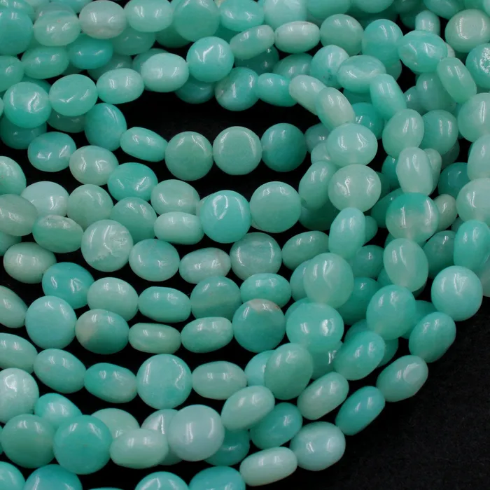 Natural Blue Amazonite Coin Beads Stunning Sea Blue Green Gemstone High Quality Good For Earrings 16 Strand Intrinsic Trading Earrings