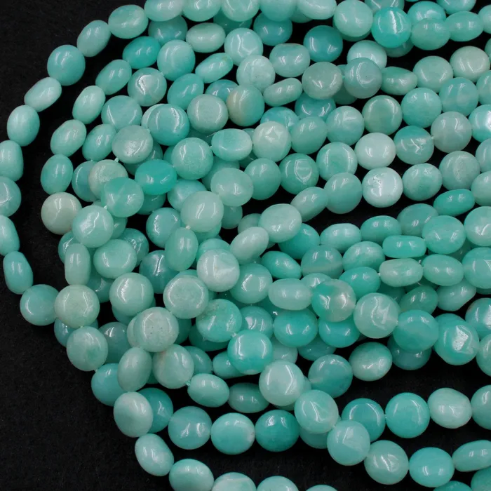 Natural Blue Amazonite Coin Beads Stunning Sea Blue Green Gemstone High Quality Good For Earrings 16 Strand Intrinsic Trading Earrings