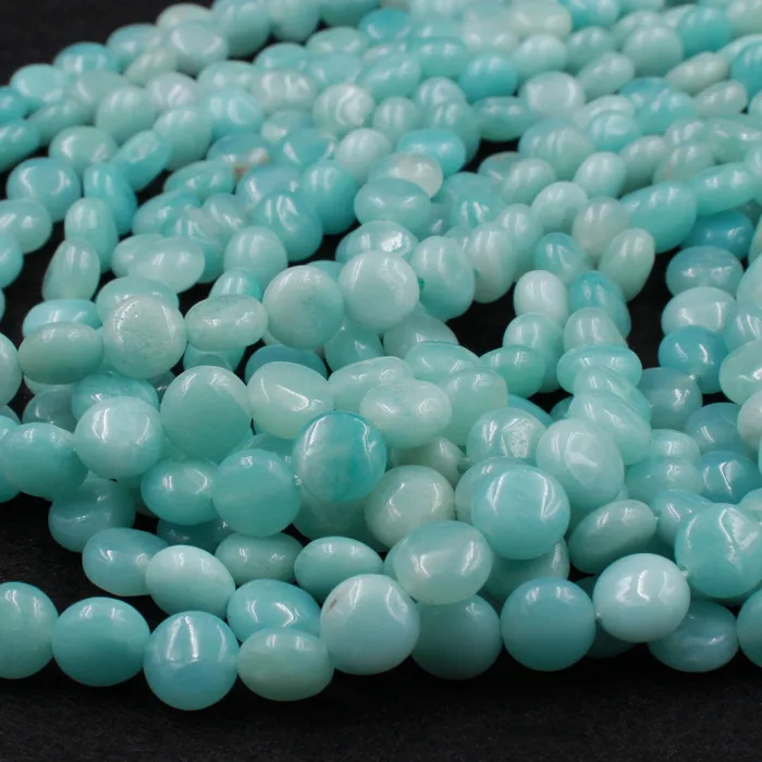 Natural Blue Amazonite Coin Beads Stunning Sea Blue Green Gemstone High Quality Good For Earrings 16 Strand Intrinsic Trading Earrings