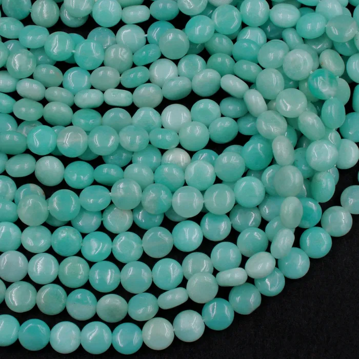 Natural Blue Amazonite Coin Beads Stunning Sea Blue Green Gemstone High Quality Good For Earrings 16 Strand Intrinsic Trading Earrings