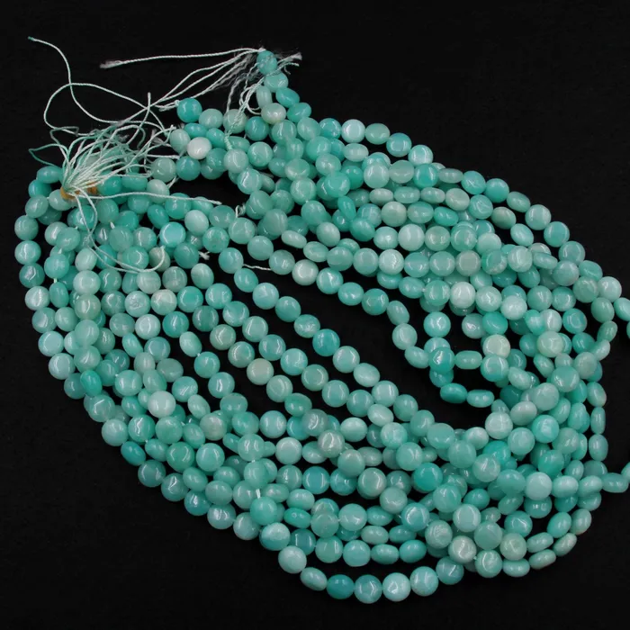 Natural Blue Amazonite Coin Beads Stunning Sea Blue Green Gemstone High Quality Good For Earrings 16 Strand Intrinsic Trading Earrings